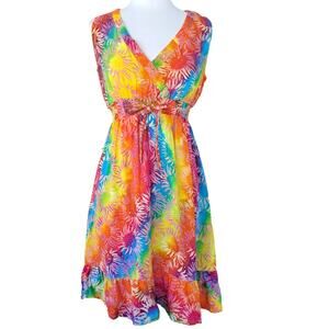 Electric Daisy Dress Tie Dye Batik Rainbow Floral Fesitval Hippie Boho Pride